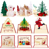 9 Pack 3D Christmas Cards Pop Up Holiday Postcards Greeting Handmade Holiday Xmas Cards & Envelopes For New Year
