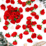 50Pcs Artificial Roses Fake Roses 1.6" Flowers Bulk For Decoration, Red Mini Small Real Looking For Wedding Bouquets Bridal Shower Centerpieces Party Table Decoration