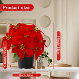14" Poinsettias Artificial Christmas Flowers 9 Heads Faux Poinsettia Plants For Home Porch Garden Office Indoor Outdoor Christmas Decorations Red