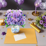 Violet Flower Bouquet Pop Up Cards, Valentine'S Day Card, Mother'S Day Pop Up Flower, With Note Card And Envelope, Thinking Of You, Happy Holiday, For Mom, Her, Friends.