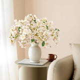 Artificial Cherry Blossom Branches 6Pcs Fake Flowers Artificial Faux Silk Flowers Plum Tree Blossom Fake Plants Arrangement For Spring Diy Home Wedding Table Office Vase Decor (White)