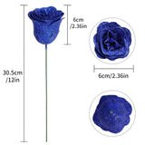 Roses Artificial Flowers, 30Pcs Royal Blue Roses Silk Roses Artificial Roses With Stems For Crafts Wedding Bouquet Party Home Decor(Royal Blue)