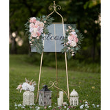 Artificial Flower Swag Wedding Arch Flowers Set Of 2 Rose Flower Swag Arrangements For Wedding Party Welcome Ceremony Sign And Reception Backdrop Floral Decoration (Pink)
