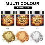 Metallic Pigment Powder For Epoxy Resin, Silver Metallic Powder, Fine Real Mica Metal Dye For Painting Arts, Polymer Clay, Tray, Countertops (Silver, 4 Ounce)