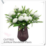 Artificial Dandelion Plants, Plastic Flowers Shrubs Bushes Fake Grass Wedding Indoor Outdoor Home Garden Arrangements Party Decoration Planting Filler White 4 Pack
