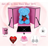 Flowers Rose Bear Gifts Artificial Forever Rose Everlasting Flower Teddy Bear Gifts For Her Women Mom Wife Wedding Mothers