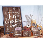 Hot Chocolate Bar Kit Luxury Supplies - Sign Labels Tags - Table Cards Spoons And Straws For Holiday Winter Christmas Hot Chocolate Party Supplies Decorations