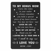 To My Stepmom Gifts - I Love You Thank You Wallet Card - Bonus Step Mom Gifts Stepmother Birthday Card, Mothers Day, Christmas
