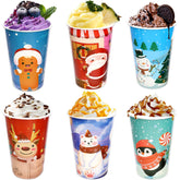 24 Pcs 16 Ounces Christmas Disposable Coffee Cups Merry Christmas Paper Cups With Lids And Sleeves For Holiday Cold Beverage Hot Chocolate Drinks Xmas Dinner Party Tableware Decorations Supplies