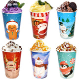24 Pcs 16 Ounces Christmas Disposable Coffee Cups Merry Christmas Paper Cups With Lids And Sleeves For Holiday Cold Beverage Hot Chocolate Drinks Xmas Dinner Party Tableware Decorations Supplies
