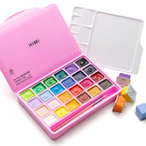 Gouache Paints Set With 3 Paint Brushes, 24 Colors, 30G, Jelly Gouache Paint Set, Non Toxic Paint For Canvas And Paper, Art Supplies For Professionals (Pink