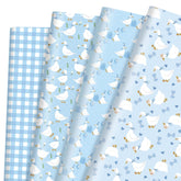 12 Sheets Goose Wrapping Paper, Farm Animal Gift Wrap Paper Cute Goose Gift Packing Paper Folded Flat For Baby Shower Boys Birthday Gender Reveal Diy Crafts, 19.7 X 27.6 Inch, Blue