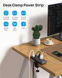 Desk Clamp Power Strip 7 Outlets 1700J Surge Protector 10FT Flat Plug