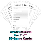 Parents To Be Advice Baby Shower Game - Baby Shower Games, Minimalist White Gender Reveal Game, 30 Game Cards, Gender Neutral Pregnant Announcement Party Game Activity Decor Supplies -Jy991