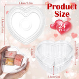 24 Pack Valentines Heart Shaped Food Storage Containers With Lid 16.9Oz Clear Plastic Cake Fruit Dessert Storage Box Containers Tray For Valentines Day Bakery Wedding Party Favor Packaging