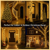 98 Ft 300 Led Outdoor Fairy Lights Plug In Connectable Clear Wire With Remote Control, Waterproof String Lights With Tim