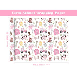 Farm Animal Wrapping Paper - Mini Roll - 17 Inch X 16.5 Feet - Pink Barnyard Cow Birthday Wrapping Paper Perfect For Kids Girls Boys Birthday, Baby Shower