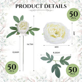 50Pcs Artificial Peonies, 4Inch White Silk Peony Flowers Heads For Decoration, Wedding, Party, Home Office