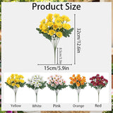 5Pcs Funsdecor Artificial Sunset Mums, Waterproof & Windproof Fake Flowers For Outdoor Fall Decor, Realistic Daisy With Eucalyptus, Full & Vibrant Look (Yellow)