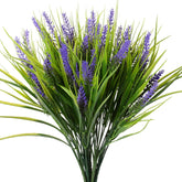 12Pcs Artificial Plants Outdoor Fake Grass Plant Artificial Lavender Flower Plant Faux Wheat Grass For Outdoor Uv Resistant Plastic Greenery Plants (12, Purple)