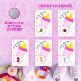 Find The Babys Milk Scratch Off Game, Its A Girl Baby Shower Easy To Play Silly Games, Funny Idea, Ice Breaker Activity. Raffle Cards, Pink Bottle, Set Of 40 Cards Made In Usa