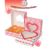 Auto-Pop Up Valentine Pastry Box With Window 8X8X2.5 Inch Donut Pie Boxes 12Pcs Bakery Box For Valentine''S Day