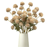 Artificial Flowers Faux Mums 6Pcs, Long Stem Faux Flowers For Vase, Artificial Chrysanthemums Kiku Flower Floral Stems For Home Decor, Baby Shower, Beige
