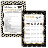 Graduation Who Knows The Graduate Best & Gradergories Fill-In Game Cards, Twenty (20) 5" X 7" Game Cards Included