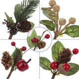 30 Pcs Artificial Pine Picks, Artificial Pine Cones Red Berry Pine Needles Pendant Christmas Berries Decorations Christmas Pine Branches Home Ornaments Xmas Tree Decor
