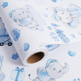 Blue Baby Shower Wrapping Paper Roll - 17 Inch X 32.8 Feet - Cute Elephant With It‘S A Boy Letter Design Perfect For Boys, Birthday, Party