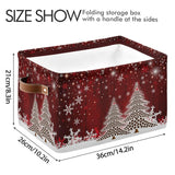Christmas Tree Red Storage Basket Fabric Laundry Baskets Winter Snowflake Snowman Xmas Storage Boxes Organizer Bag For Baby Cloth Dog Toy Book Storage Cubes Shelf Closet Bins 16×12×8 Inches