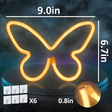 3PCS Butterfly Neon Signs Pink Purple Warm White LED Wall Lights USB Battery Powered Decor