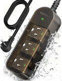 Outdoor Weatherproof Power Strip 3 Outlets 5FT Extension Cord IPX6 Waterproof Wall Mount