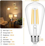 Vintage ST58 LED Edison Bulbs 60W Equivalent Dimmable 7W 3000K Warm White E26 12 Pack