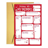 Cute Mommy Christmas Card From Son Daughter Kids Toddler, Ideal Christmas Gift For Mom & Stepmom Bonus Mother, Best Mom Xmas Gift From Toddler Children Diy Holiday Cards