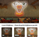Cowboy Neon Sign Western Cow Skull LED Wall Light USB Powered 9 Brightness Levels Bar Club Decor