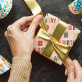 Birthday Wrapping Paper, Gift Wrapping Paper Roll, Kraft Wrapping Paper - Colorful Happy Birthday Pattern For Boys Girls Kids, Gift Wrap For Holiday, Party, Baby Shower- 17 Inch X 120 Inch(10 Feet)