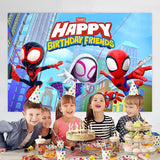 Spider and Friends Birthday Banner 5x3ft Kids Party Backdrop Decor