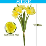 2Pcs Artificial Daffodil Bundles,16 Inch Faux Daffodil Stems With 18Pcs Latex Fake Flowers,Premium Artificial Flowers For Home Decor Centerpiece Diy Wedding Bouquet Supply,Yellow
