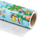 Birthday Dinosaur Wrapping Paper Roll - Mini Roll - 17 Inch X 9.8 Feet - Dinosaur And Happy Birthday Wrapping Paper, Perfect For Girl Kids Boy, Baby Shower, Party, Holiday