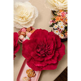 Crepe Paper Flower Decorations For Wall, Wedding Backdrop, Valentine'S Day, Nursery Room, Bridal Shower, Baby Shower, Birthday Party (Red, Beige, Set Of 6)