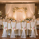 White Chair Sashes With Artificial Flower For Wedding Aisle Decorations,4Pack 6.56 Ft Chiffon Long Chair Draping Fabric Fit To Wedding Aisle Decorations,Rreceptions, Banquets, Churches
