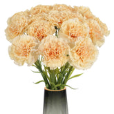 15Pcs Carnations Artificial Flowers Champagne Silk Carnation 20.47" Long Stem Fake Carnations Flowers For Weddings, Diy Crafts,Floral Arrangements Bridal Shower Home Decor(Champagne)