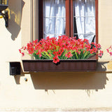 12 Bundles Artificial Flowers Outdoor Uv Resistant Fake Flowers No Fade Faux Plants Garden Porch Window Box Decorating (Deep Red)