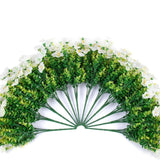 Artificial Flowers 12 Bundles Uv Resistant Fake Flowers No Fade Faux Plants For Outdoor Garden Porch Window Box Decoration (White)