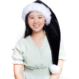 2 Packs Fluffy Santa Hats, 29.5 Inch Black Santa Hats Unisex Adult Velvet Hats For Christmas New Year Festival Party Decorations, Black