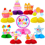 9 Pcs Happy Birthday Decorations Honeycomb Table Decoration Centerpieces