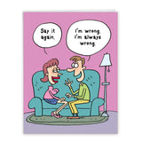 - Big Adult Valentine'S Day Greeting Card (8.5 X 11 Inch) - Jumbo Funny Card For Valentines, Naughty Stationery - I Am Wrong J3772Vdg