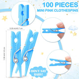 Baby Shower Games 100 Clothespins With 1 Don'T Say Baby Table Sign For Shower Gender Reveal Game Mini Clothespins For Clothes Decorations Diy Crafts(Boho,Blue)