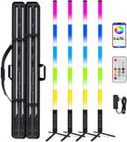 4 Pack Professional 5FT RGB DJ Tube Light Bars with Stands Case App Control Waterproof Party Lights